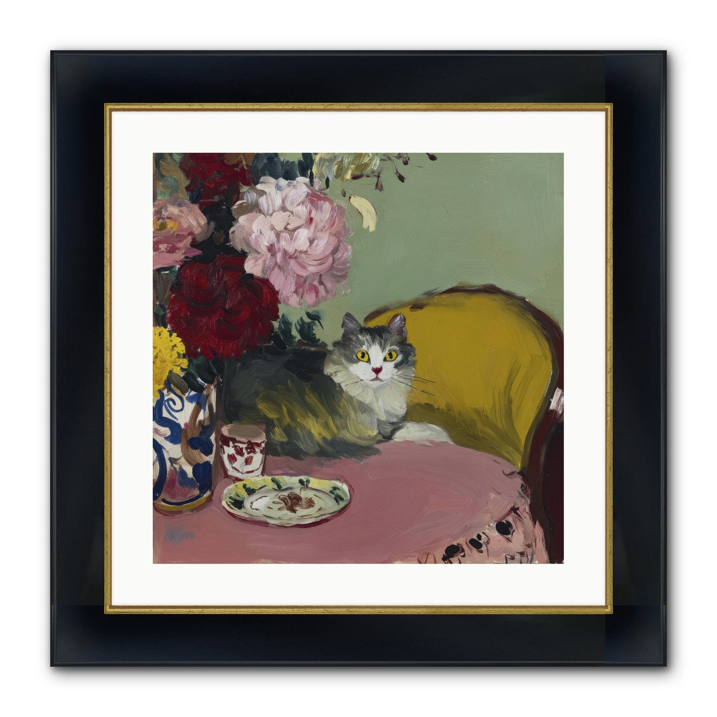 Tea Solved Everything Framed Print - Wide Black w/Gold 20x20