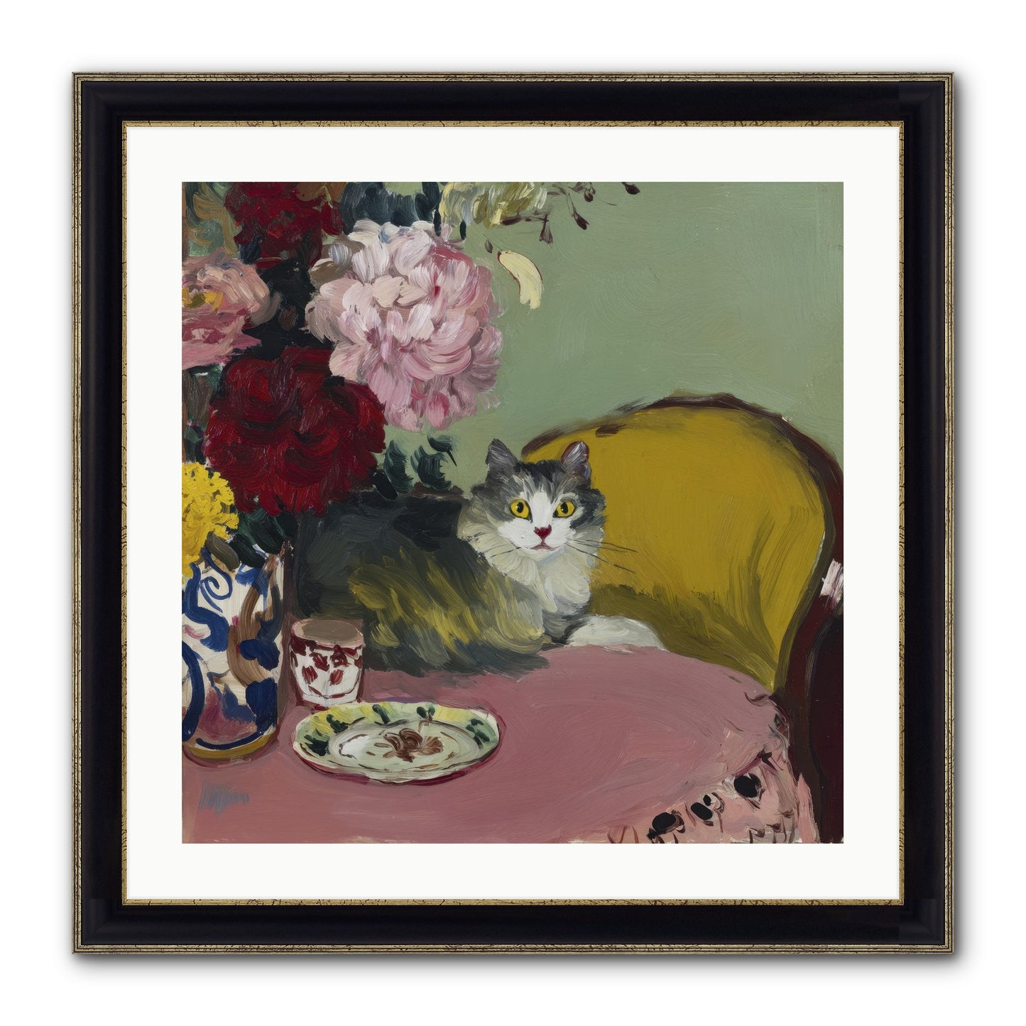 Tea Solved Everything Framed Print - Black & Gold 24x24