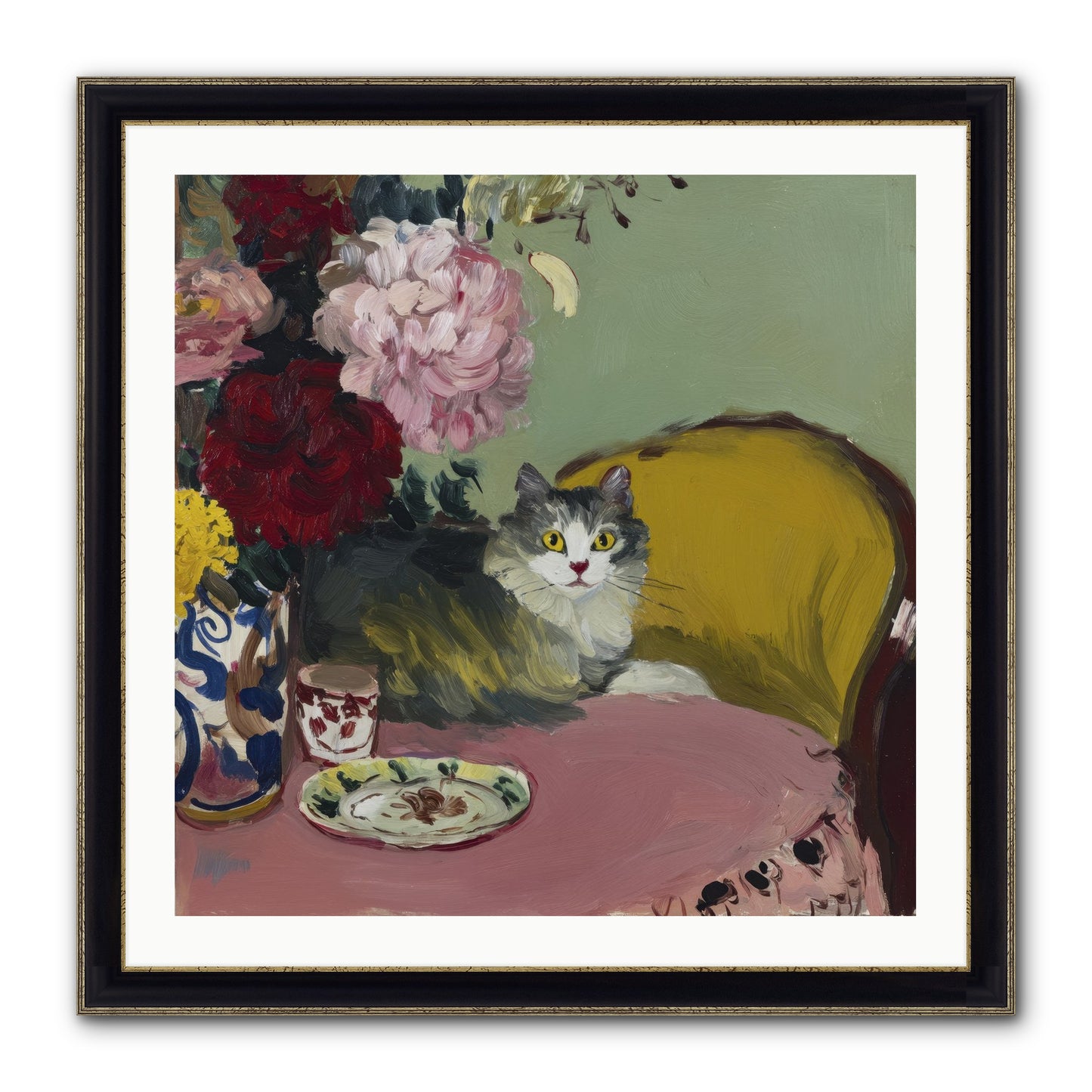 Tea Solved Everything Framed Print - Black & Gold 30x30