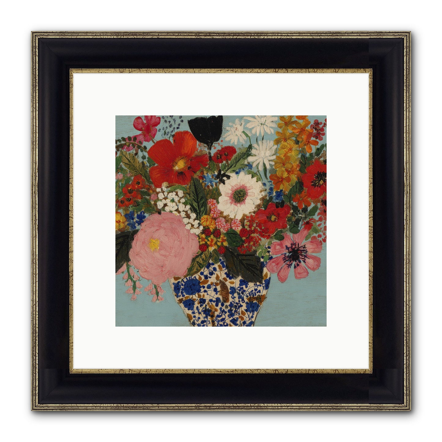 Tea Time Interrupted Framed Print - Black & Gold 10x10