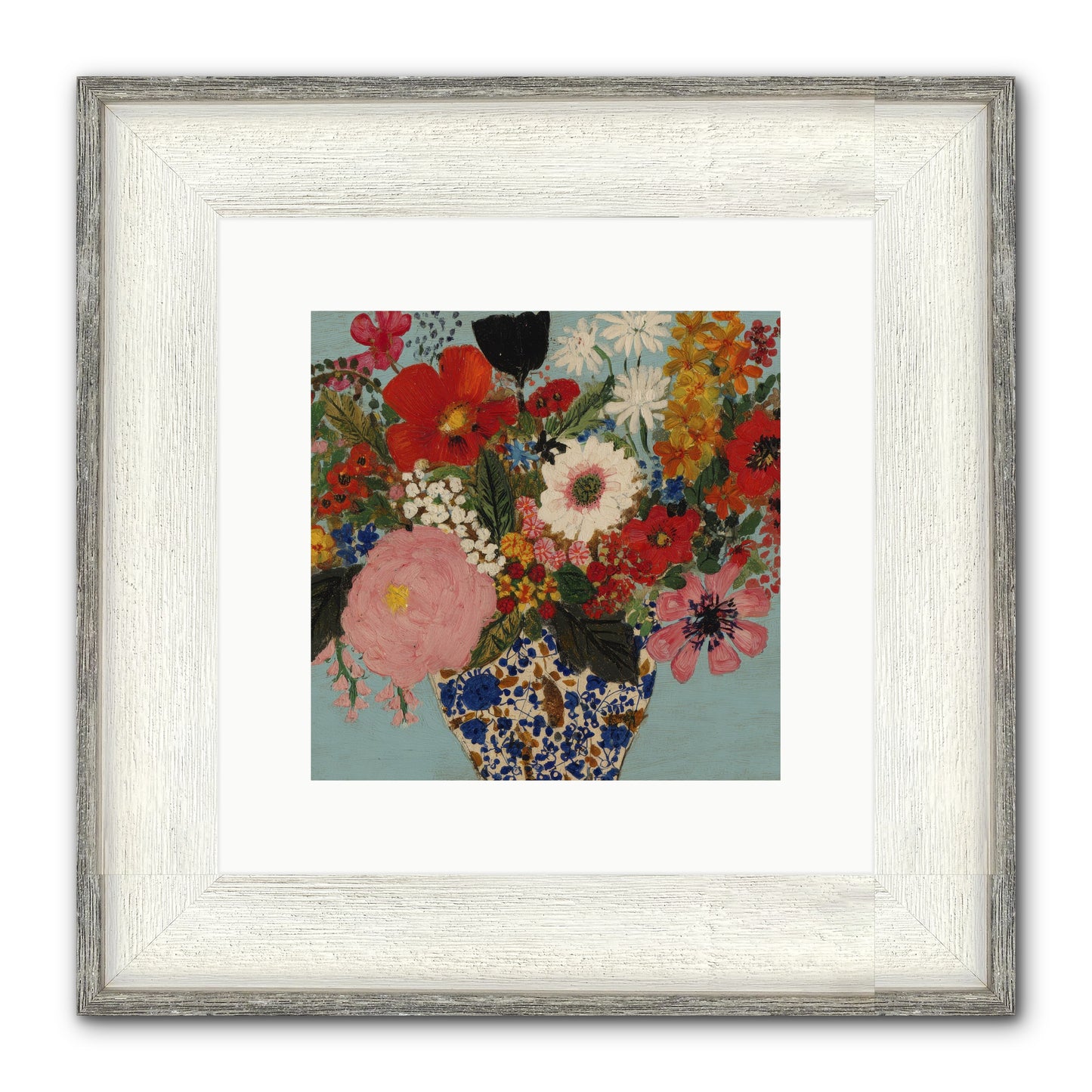 Tea Time Interrupted Framed Print - Driftwood White 10x10
