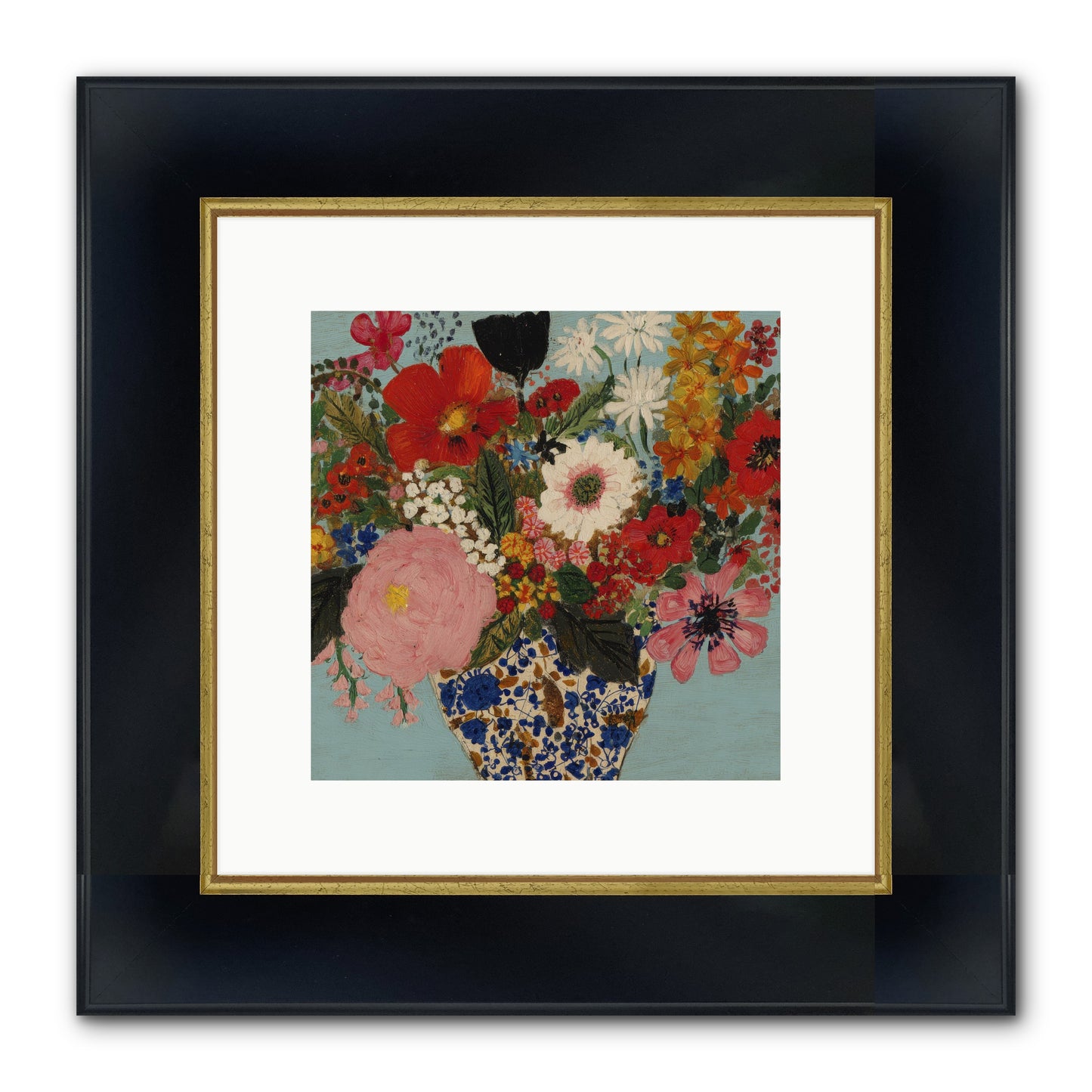 Tea Time Interrupted Framed Print - Wide Black w/Gold 10x10