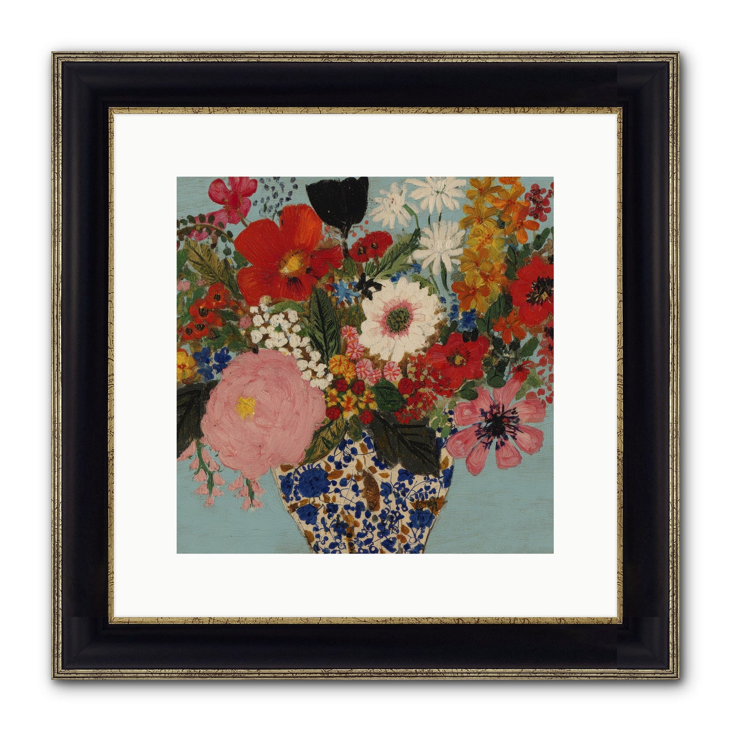 Tea Time Interrupted Framed Print - Black & Gold 12x12