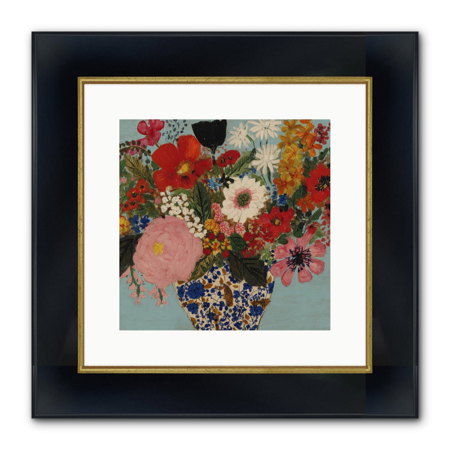 Tea Time Interrupted Framed Print - Wide Black w/Gold 12x12