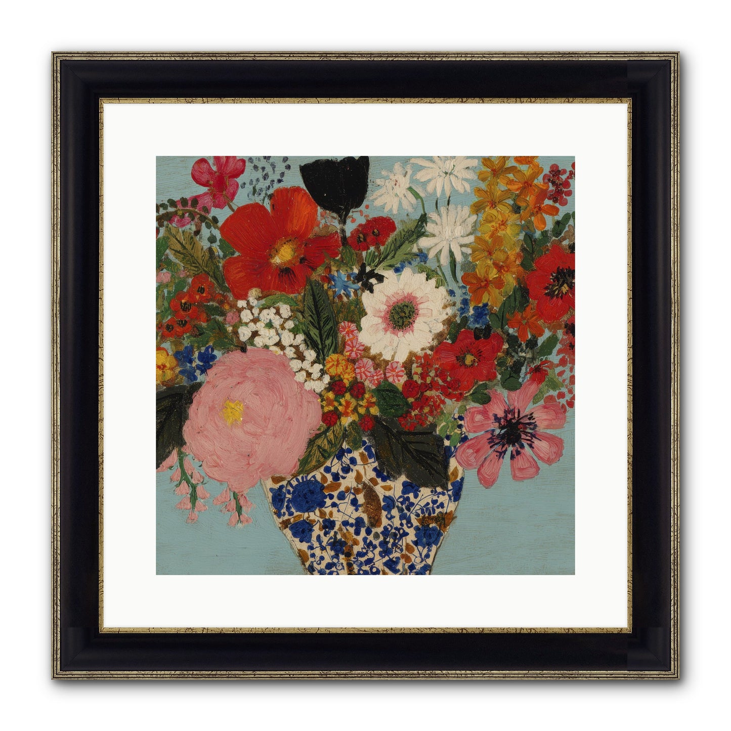 Tea Time Interrupted Framed Print - Black & Gold 16x16