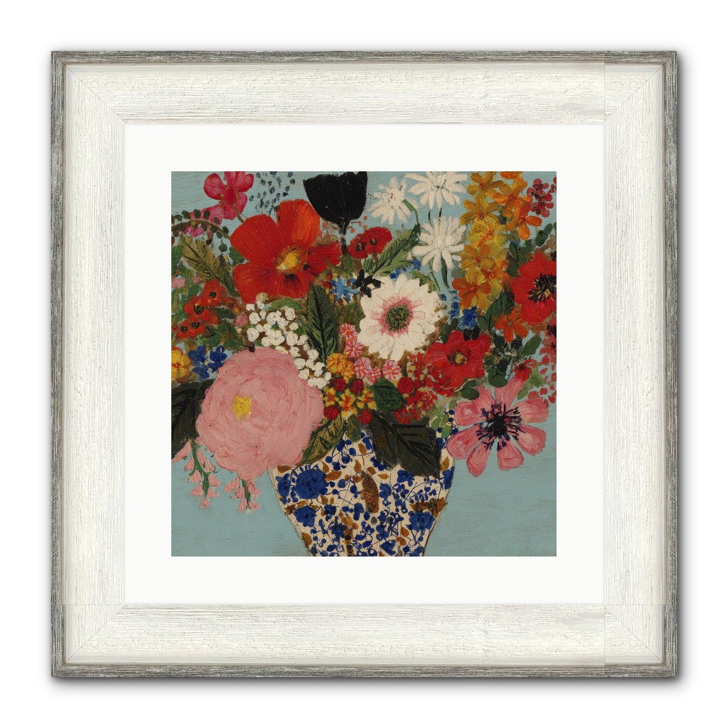Tea Time Interrupted Framed Print - Driftwood White 16x16