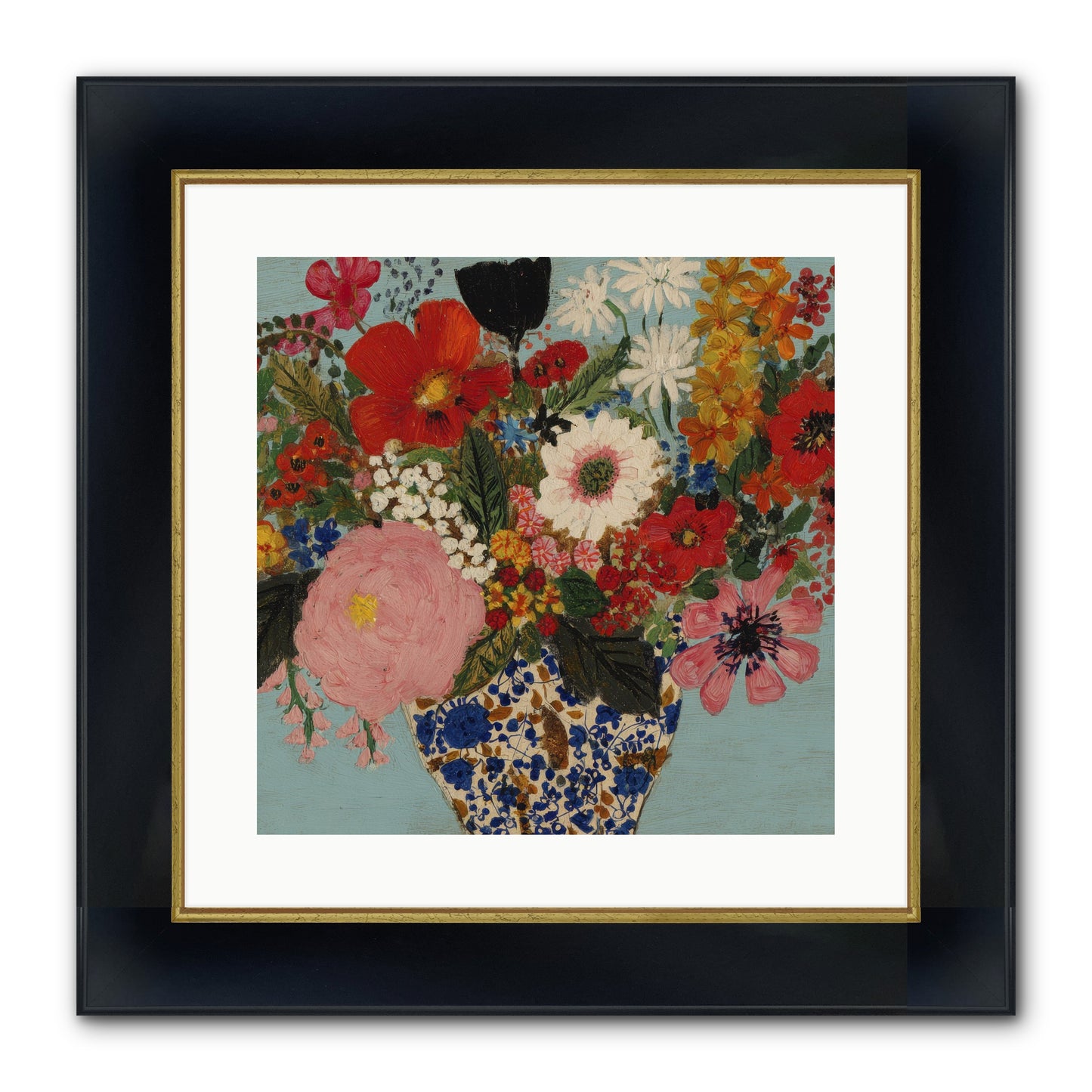 Tea Time Interrupted Framed Print - Wide Black w/Gold 16x16