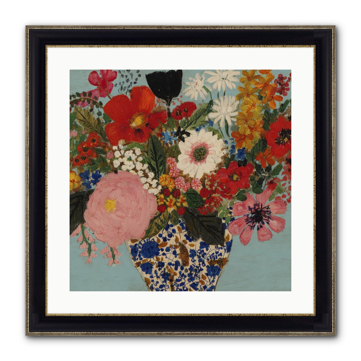 Tea Time Interrupted Framed Print - Black & Gold 20x20