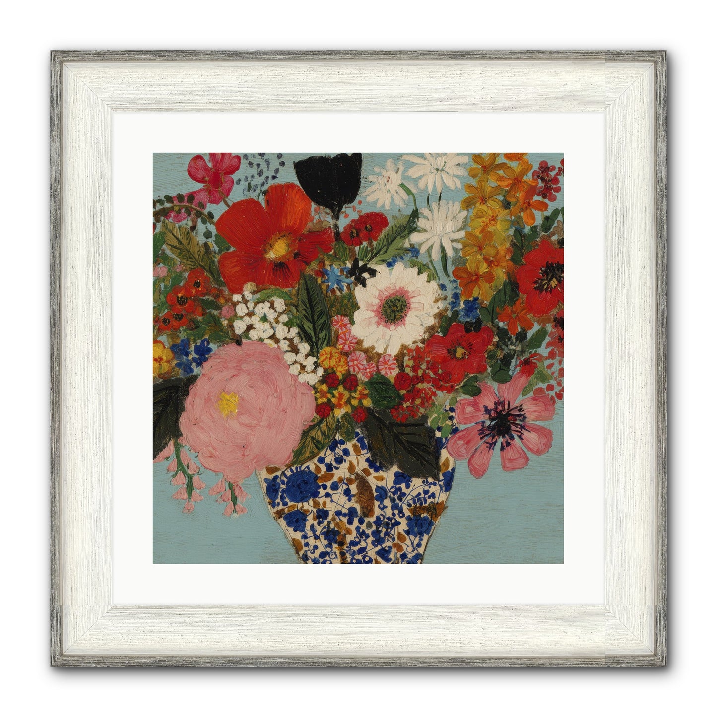 Tea Time Interrupted Framed Print - Driftwood White 20x20