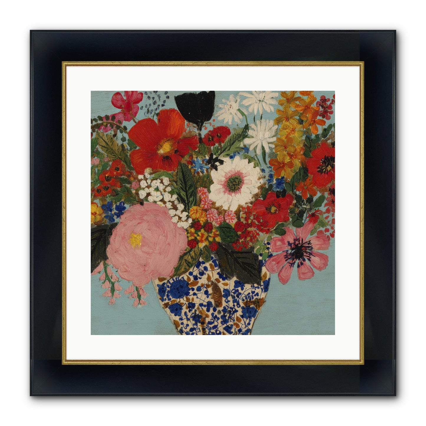 Tea Time Interrupted Framed Print - Wide Black w/Gold 20x20