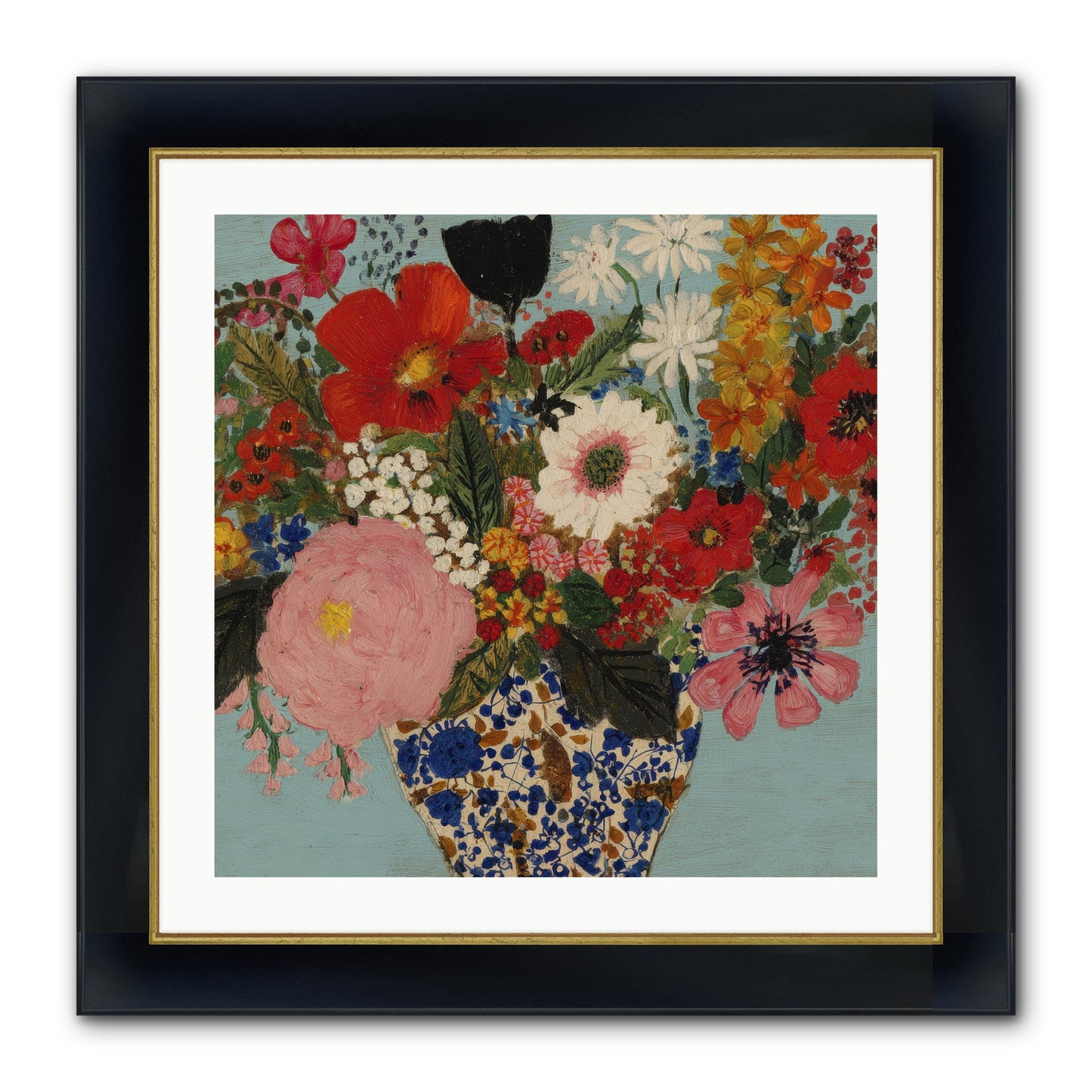 Tea Time Interrupted Framed Print - Wide Black w/Gold 24x24
