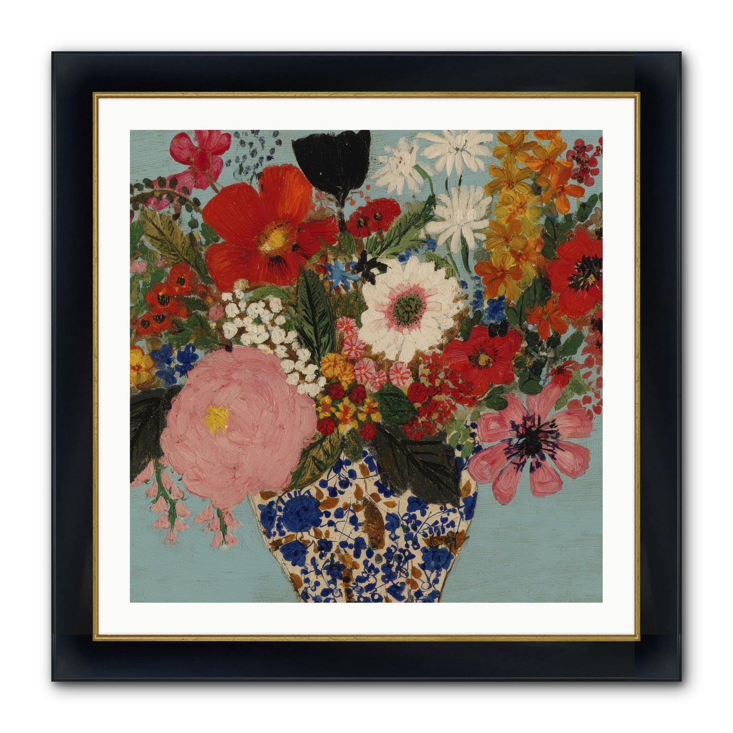 Tea Time Interrupted Framed Print - Wide Black w/Gold 30x30
