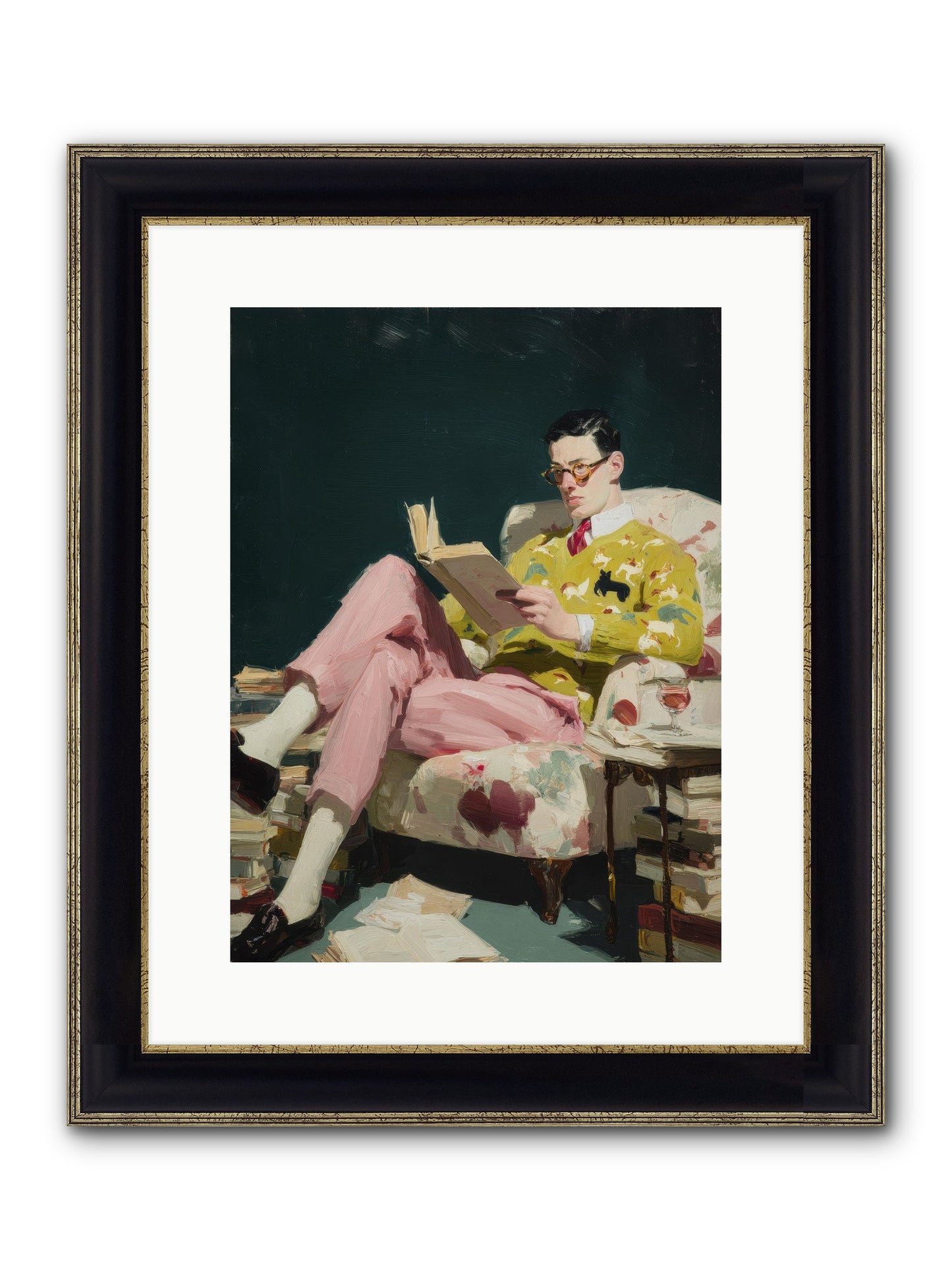 Tea With The Former Heiress Framed Print - Black & Gold 12x16