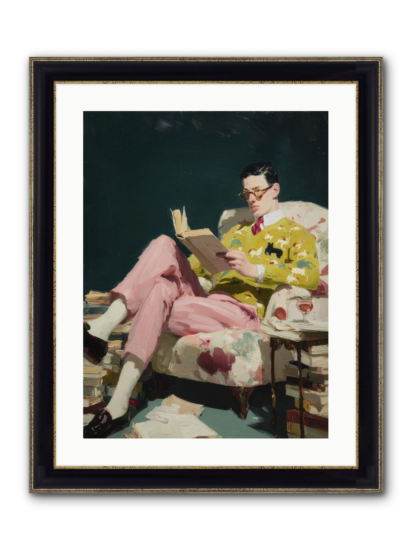 Tea With The Former Heiress Framed Print - Black & Gold 18x24