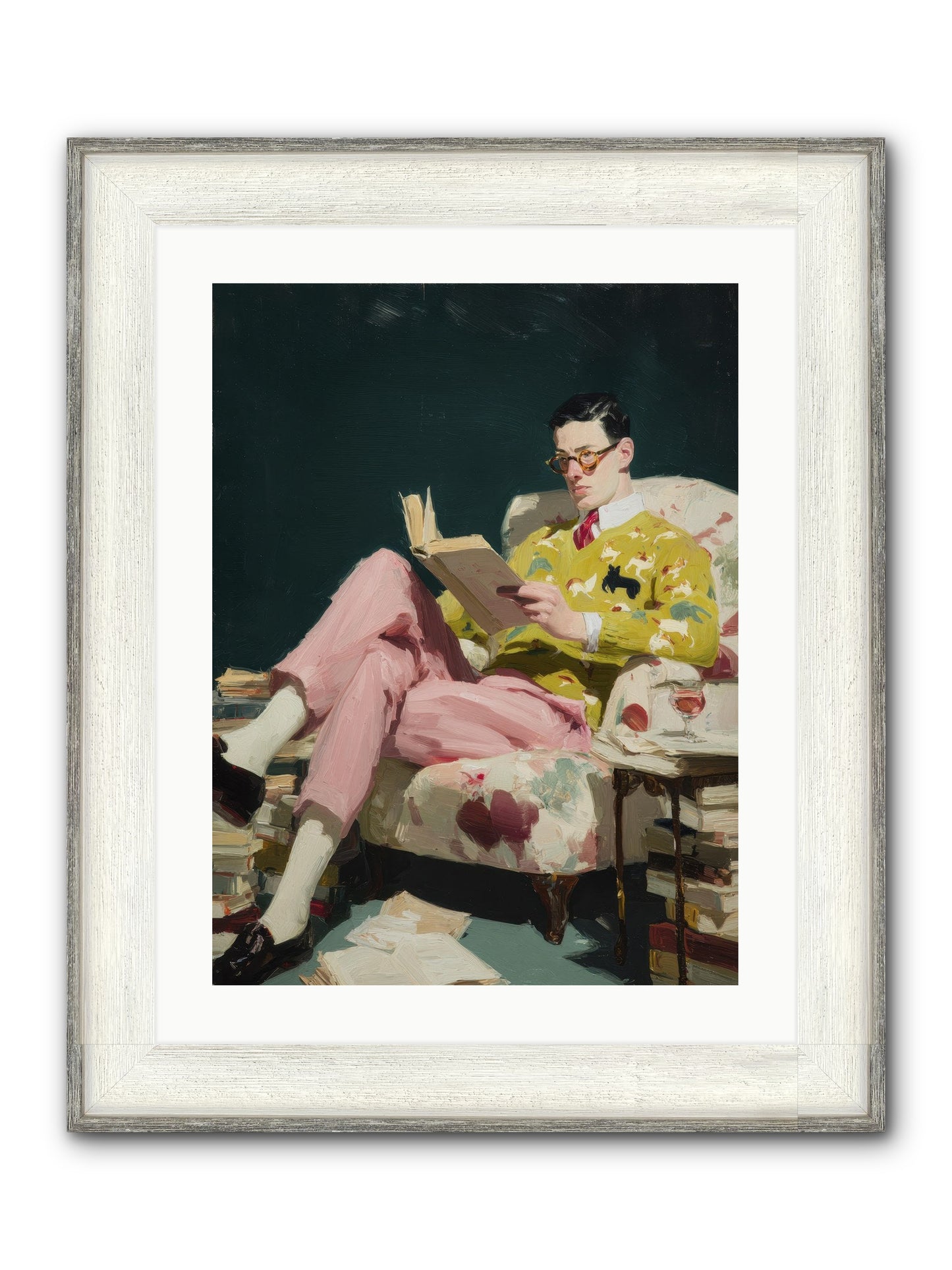 Tea With The Former Heiress Framed Print - Driftwood White 18x24