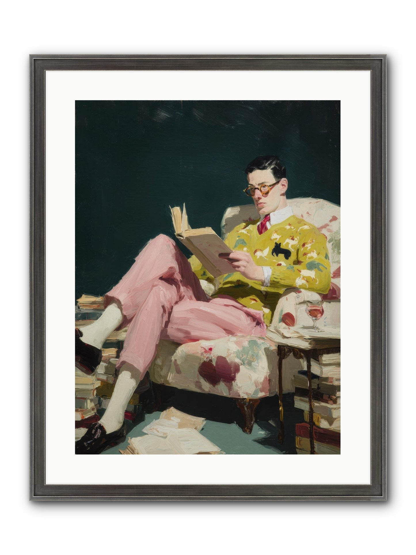 Tea With The Former Heiress Framed Print - Slimwoods Black/Silver 18x24