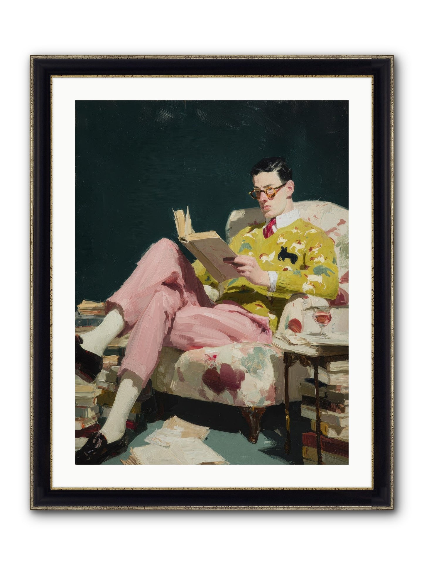 Tea With The Former Heiress Framed Print - Black & Gold 24x32