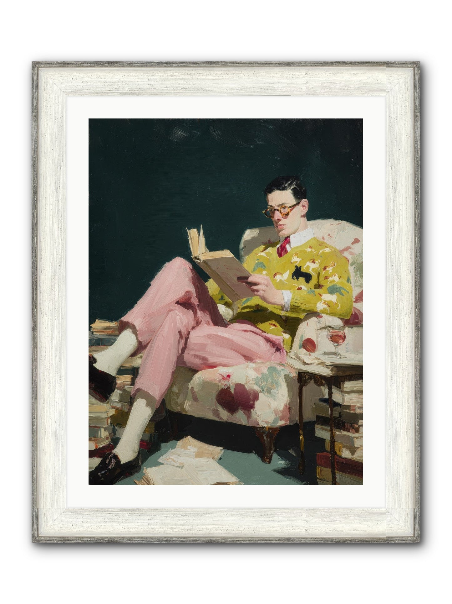 Tea With The Former Heiress Framed Print - Driftwood White 24x32