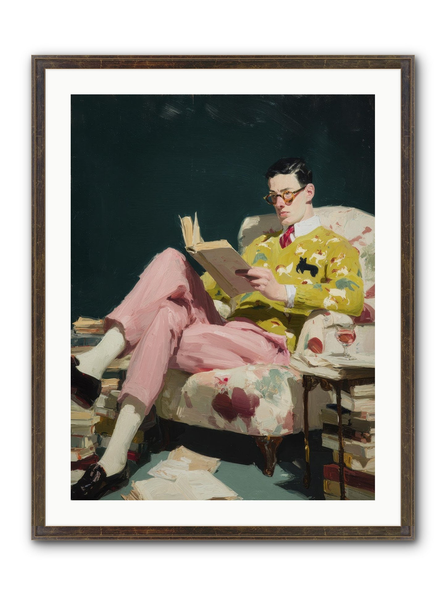 Tea With The Former Heiress Framed Print - Slimwoods Black/Gold 24x32