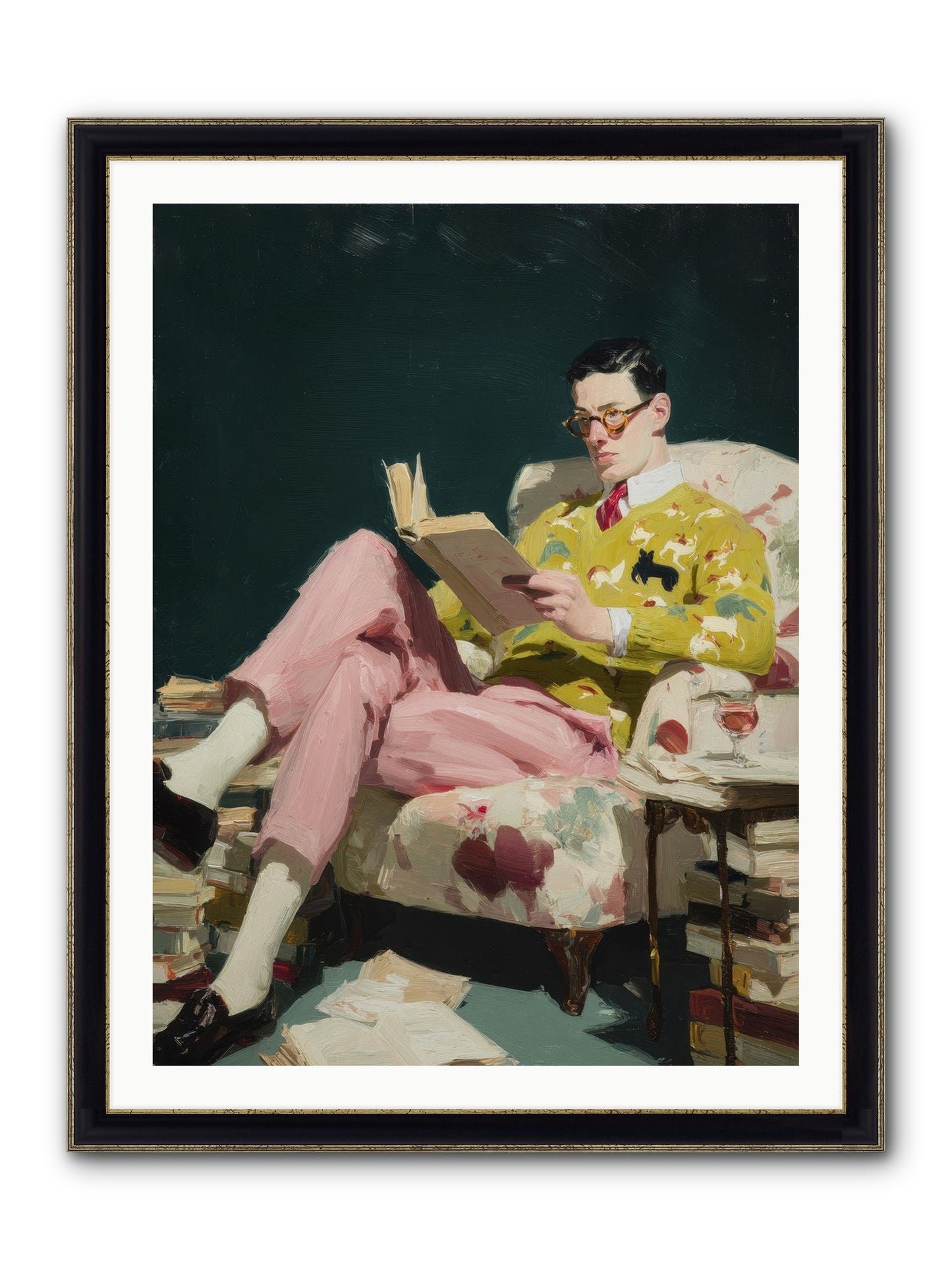Tea With The Former Heiress Framed Print - Black & Gold 30x40