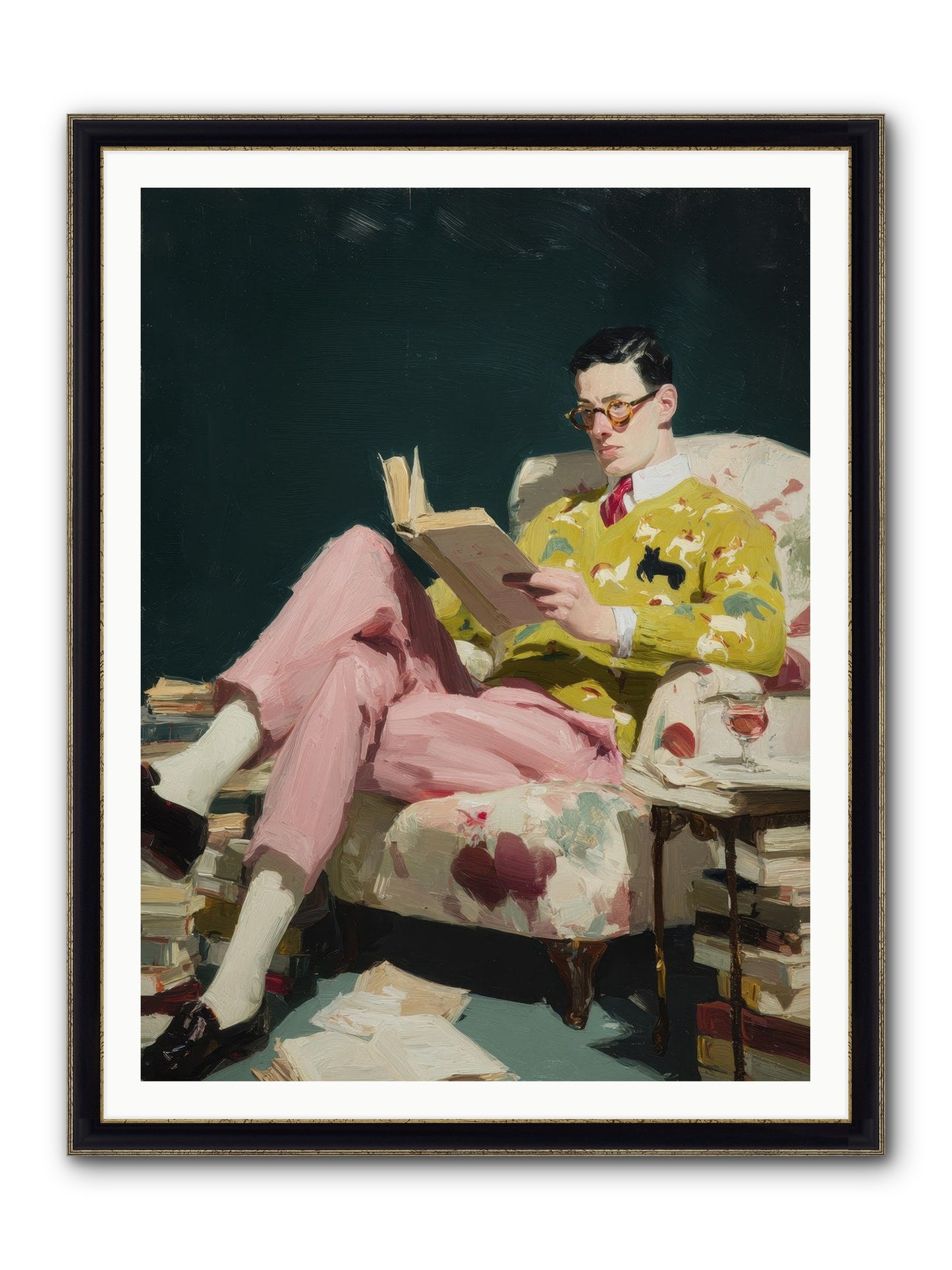 Tea With The Former Heiress Framed Print - Black & Gold 36x48