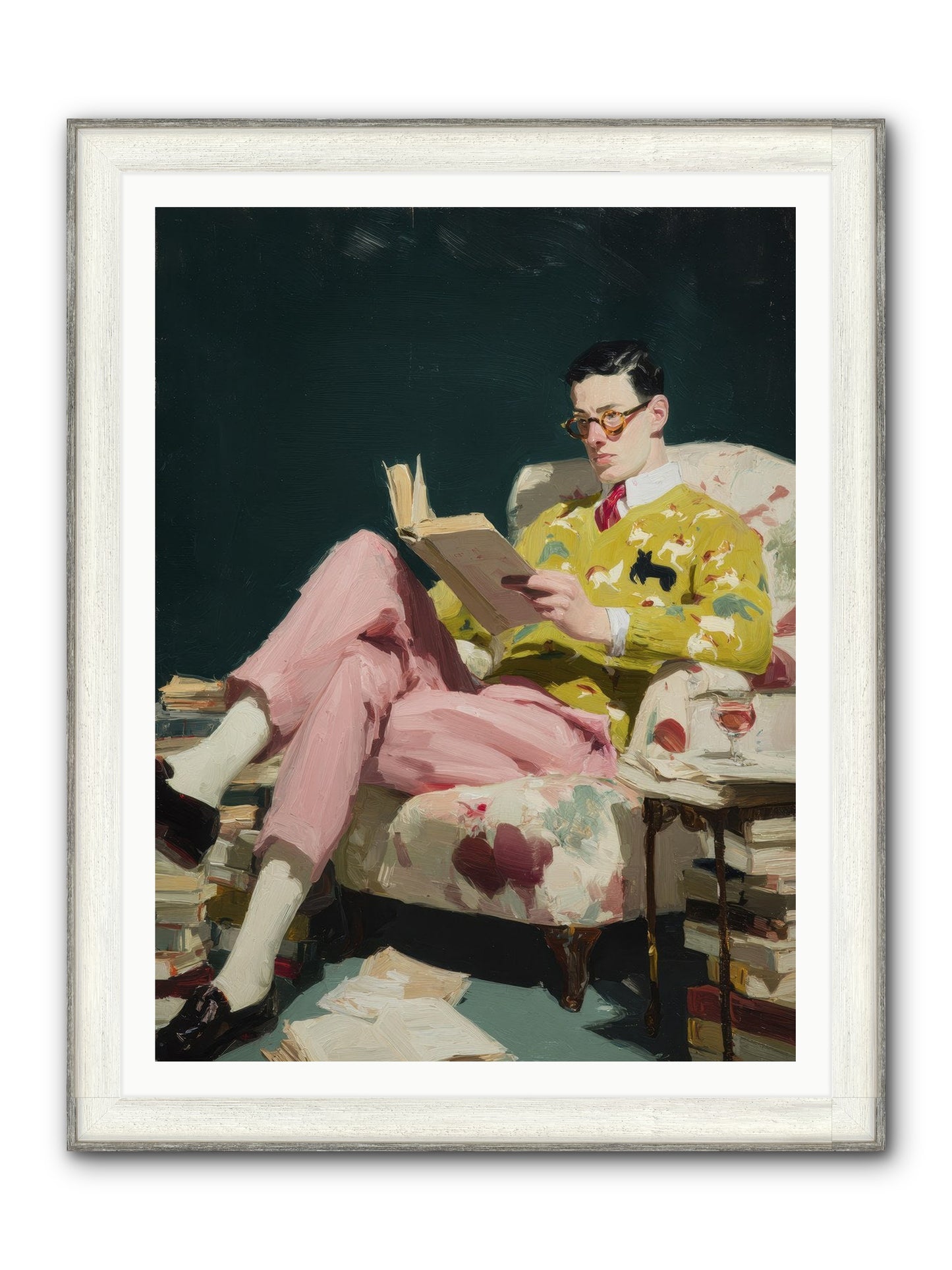 Tea With The Former Heiress Framed Print - Driftwood White 36x48