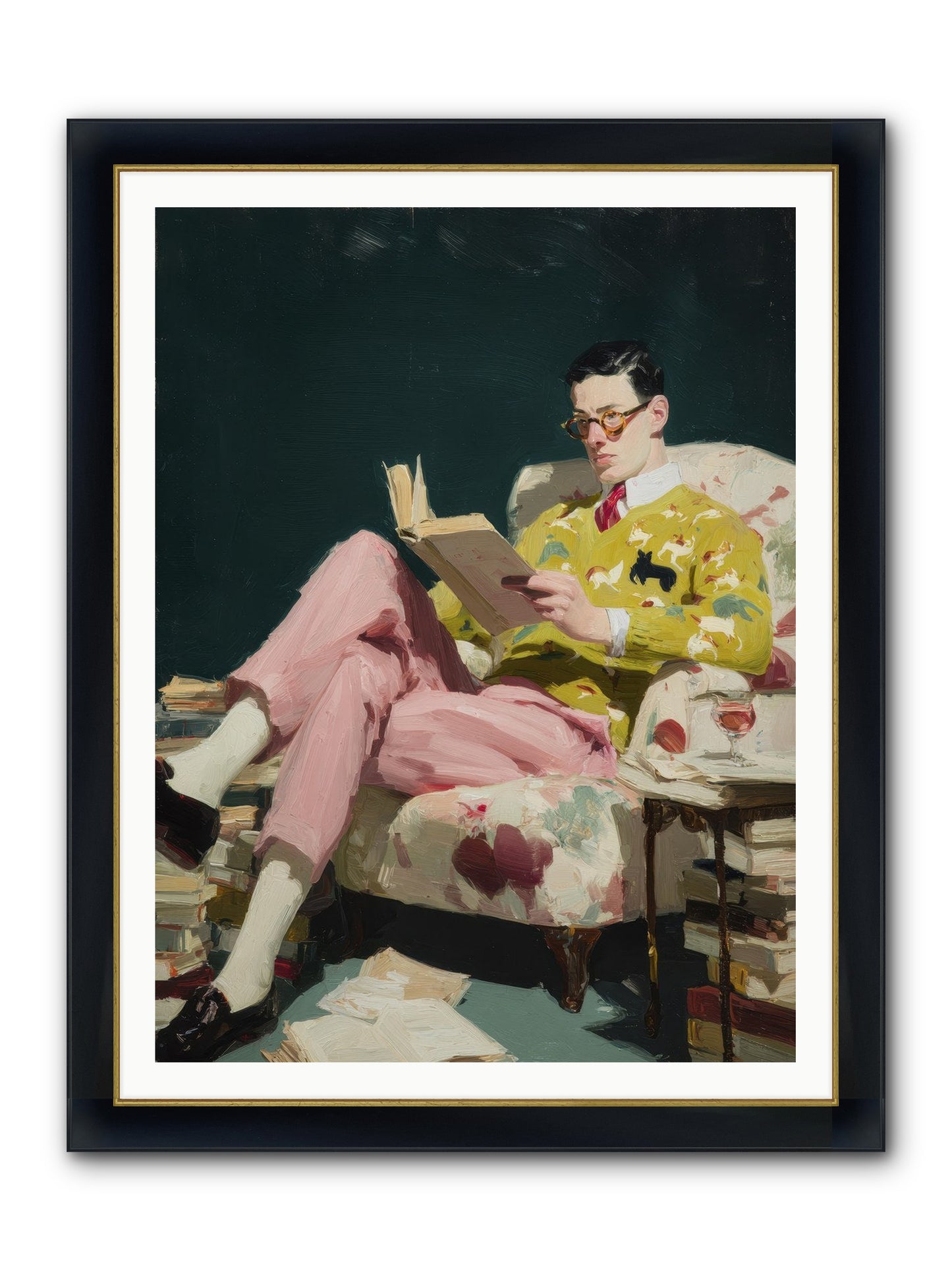 Tea With The Former Heiress Framed Print - Wide Black w/Gold 36x48