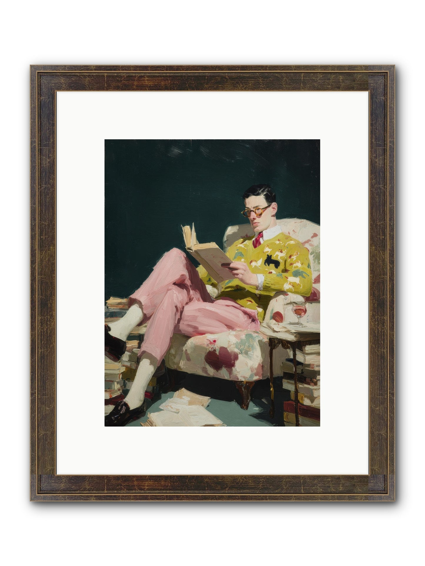 Tea With The Former Heiress Framed Print - Slimwoods Black/Gold 9x12