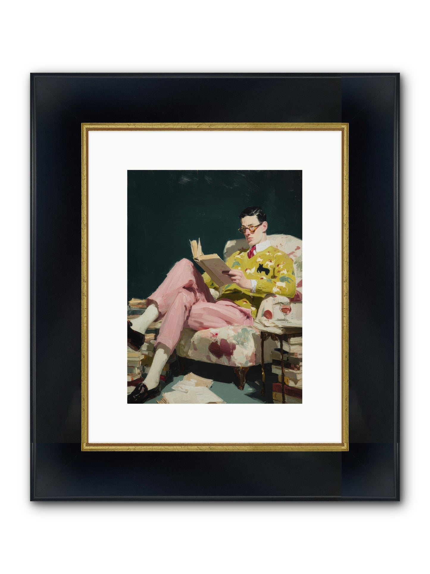 Tea With The Former Heiress Framed Print - Wide Black w/Gold 9x12