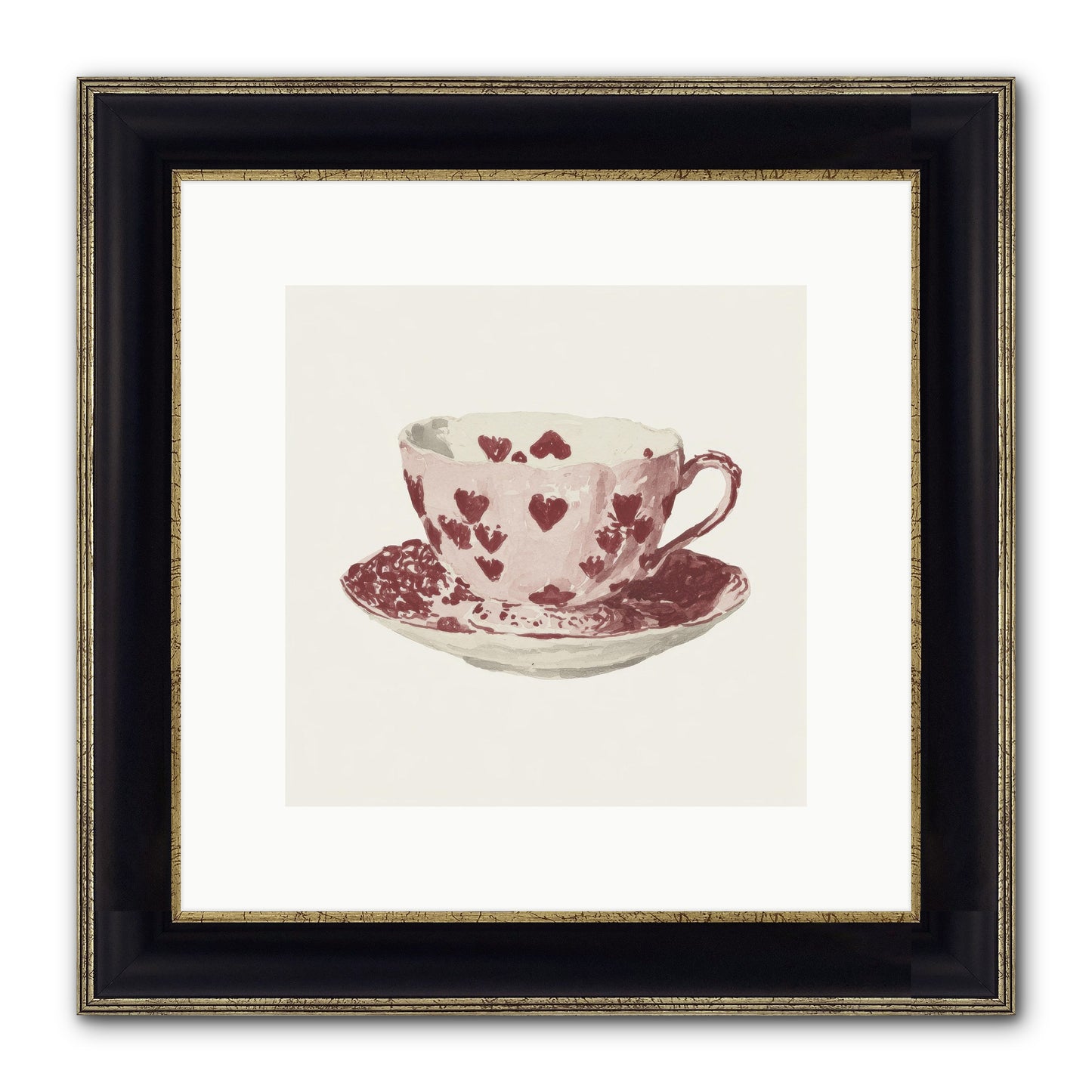 Teacups Kept Our Names Framed Print - Black & Gold 10x10