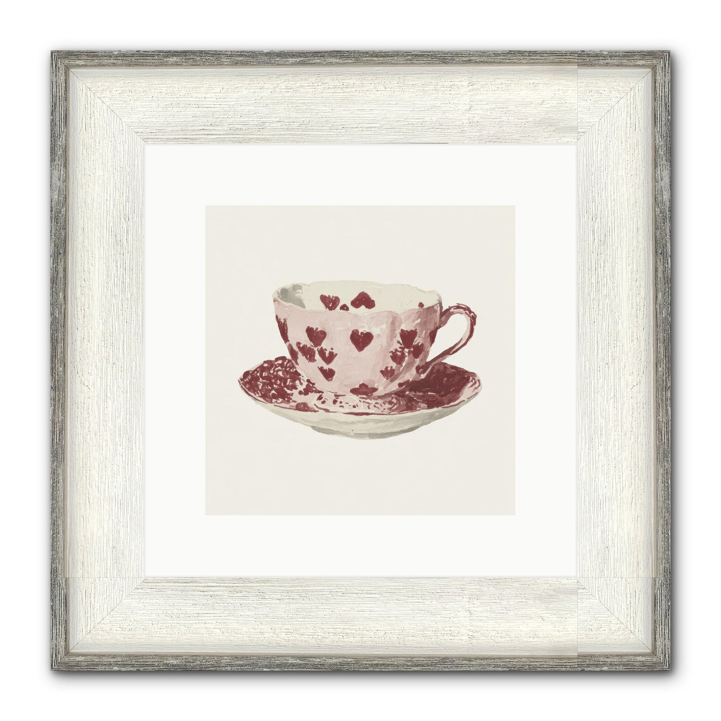 Teacups Kept Our Names Framed Print - Driftwood White 10x10