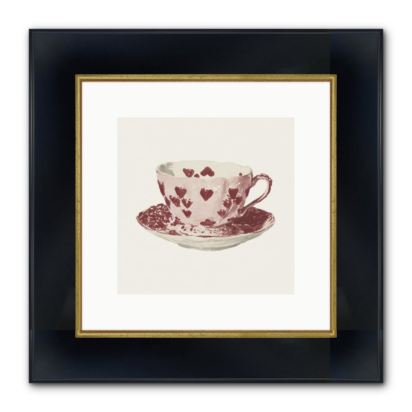 Teacups Kept Our Names Framed Print - Wide Black w/Gold 10x10