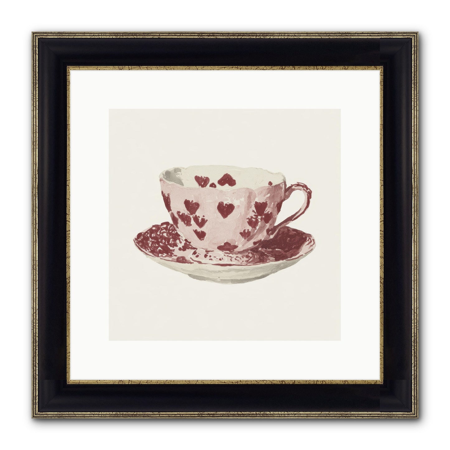 Teacups Kept Our Names Framed Print - Black & Gold 12x12