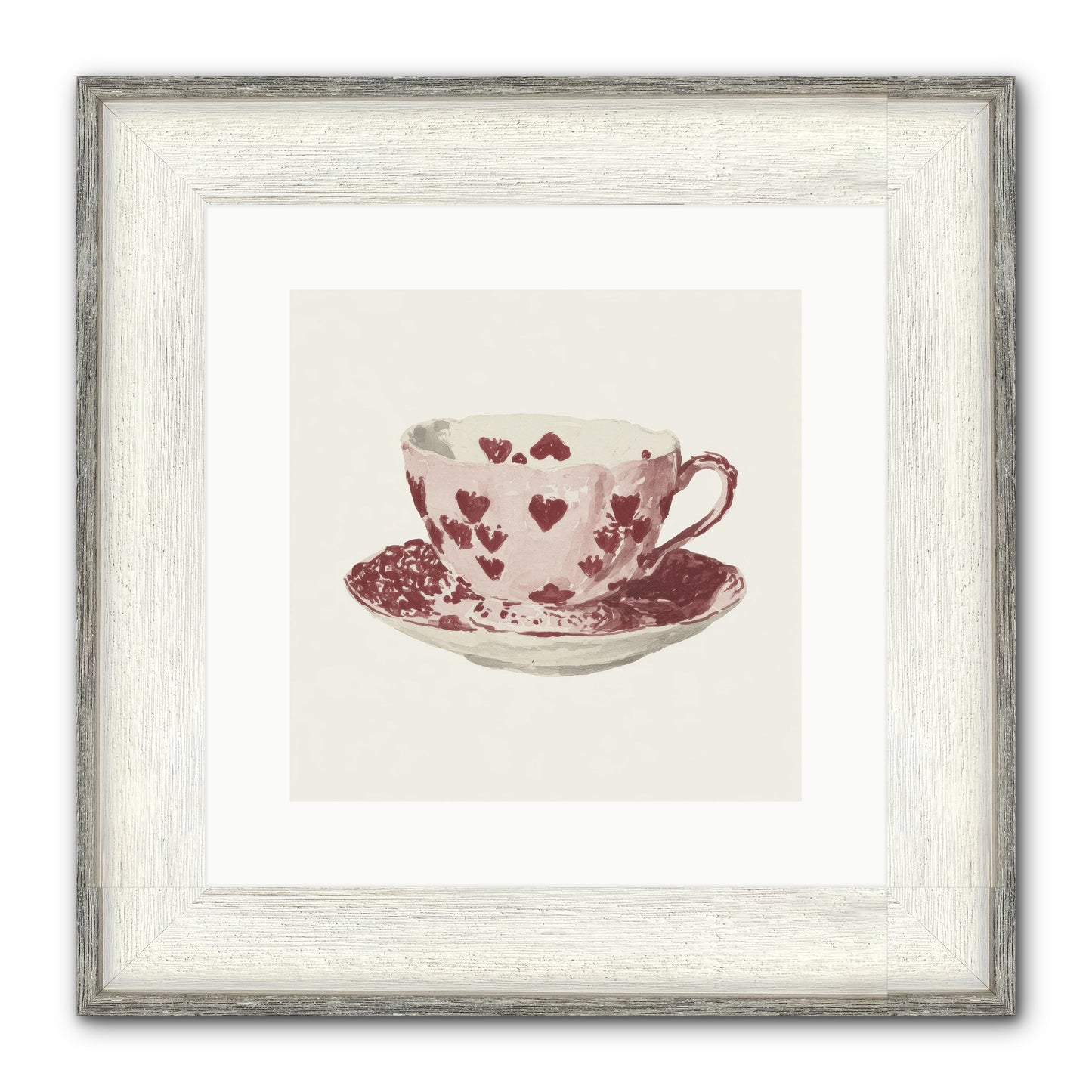 Teacups Kept Our Names Framed Print - Driftwood White 12x12