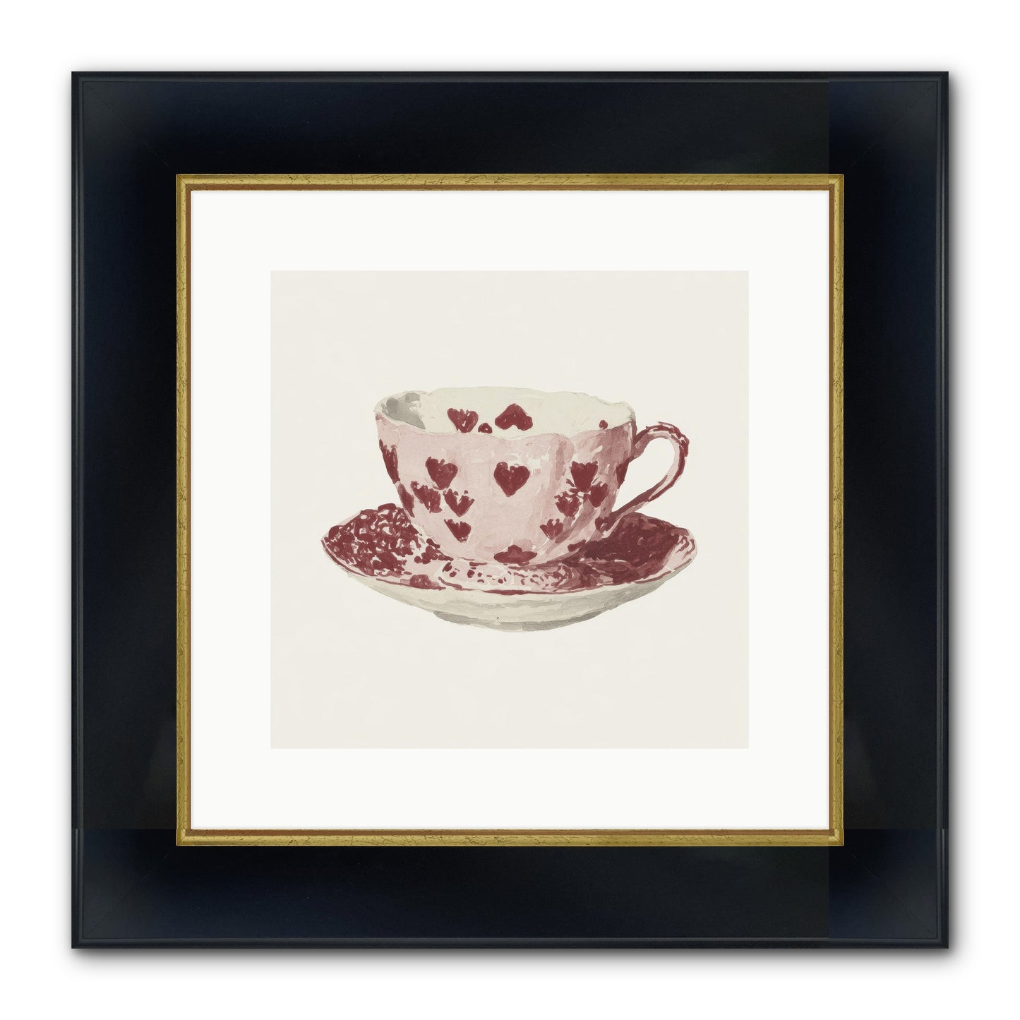 Teacups Kept Our Names Framed Print - Wide Black w/Gold 12x12