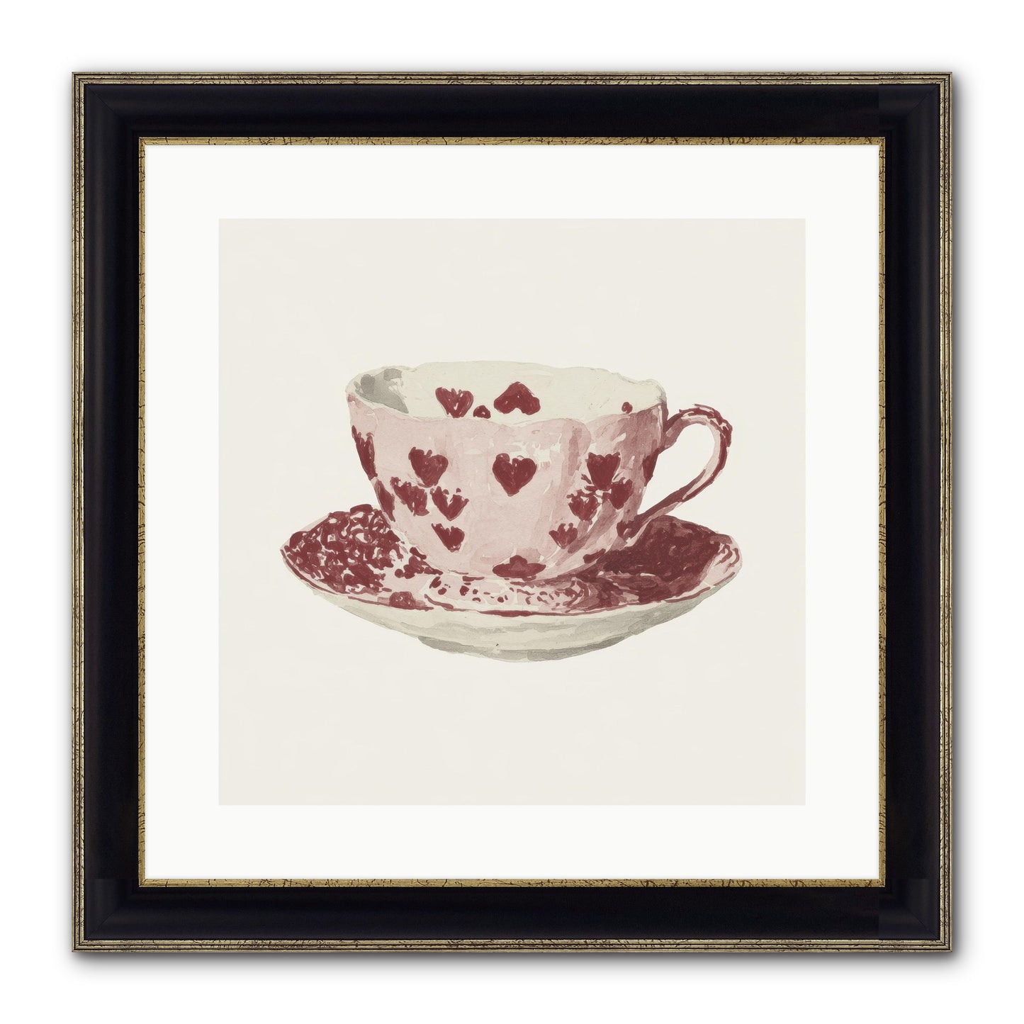 Teacups Kept Our Names Framed Print - Black & Gold 16x16