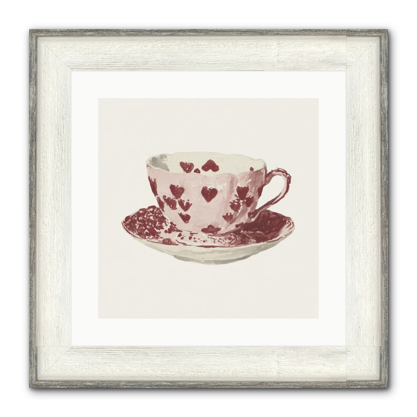 Teacups Kept Our Names Framed Print - Driftwood White 16x16