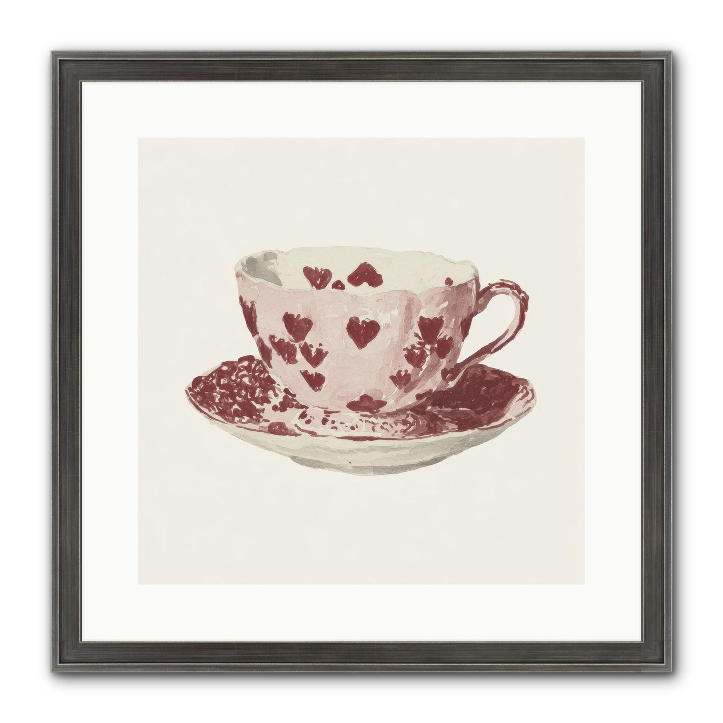 Teacups Kept Our Names Framed Print - Slimwoods Black/Silver 16x16