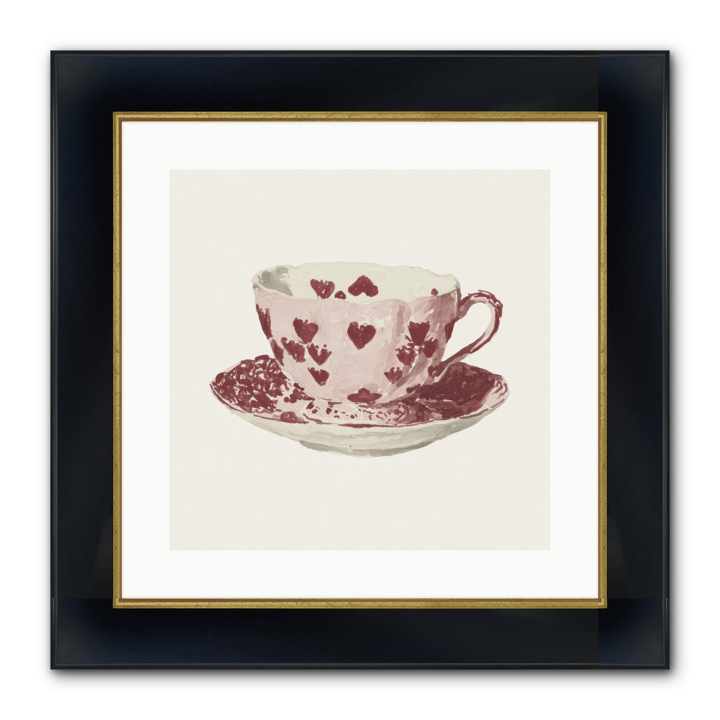 Teacups Kept Our Names Framed Print - Wide Black w/Gold 16x16