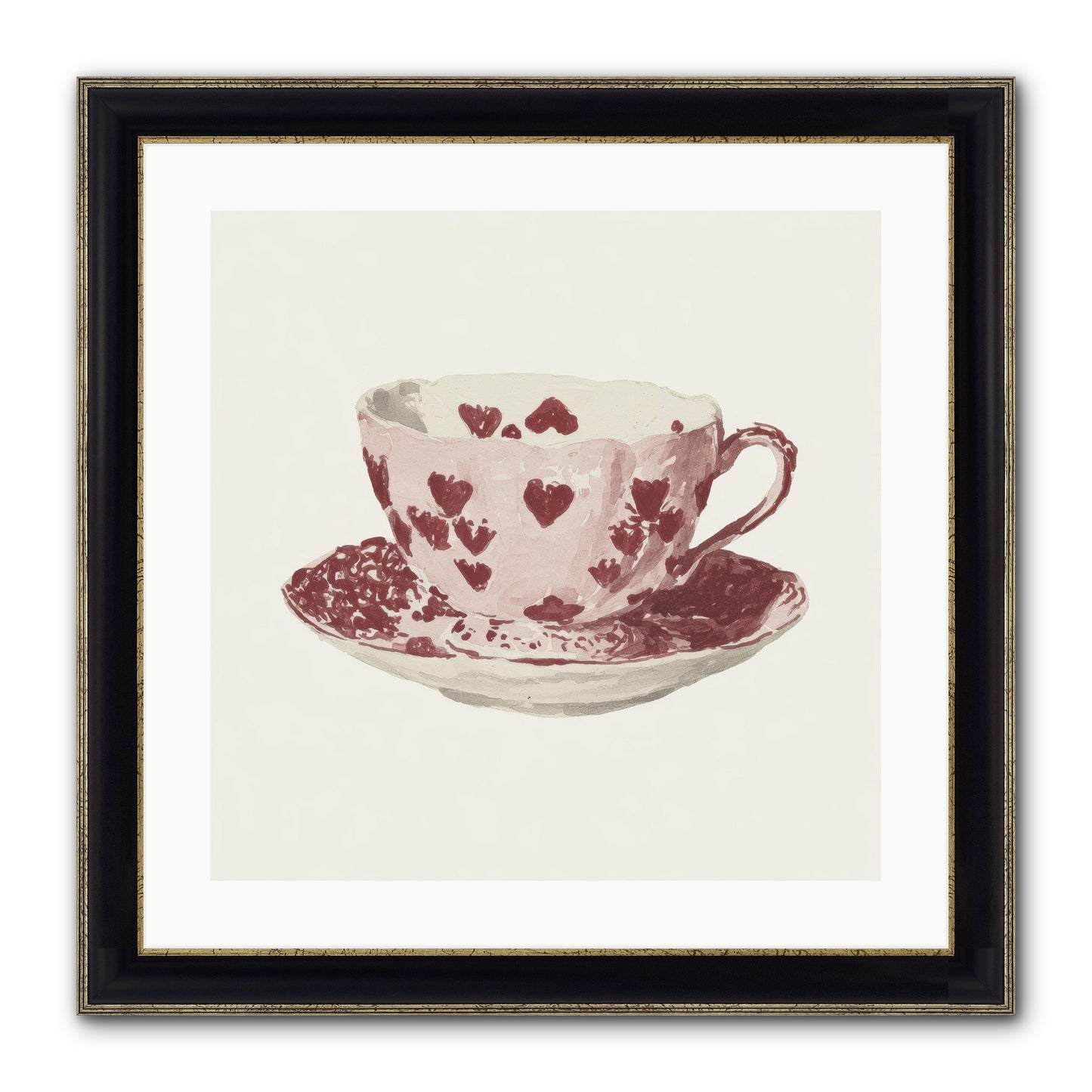 Teacups Kept Our Names Framed Print - Black & Gold 20x20