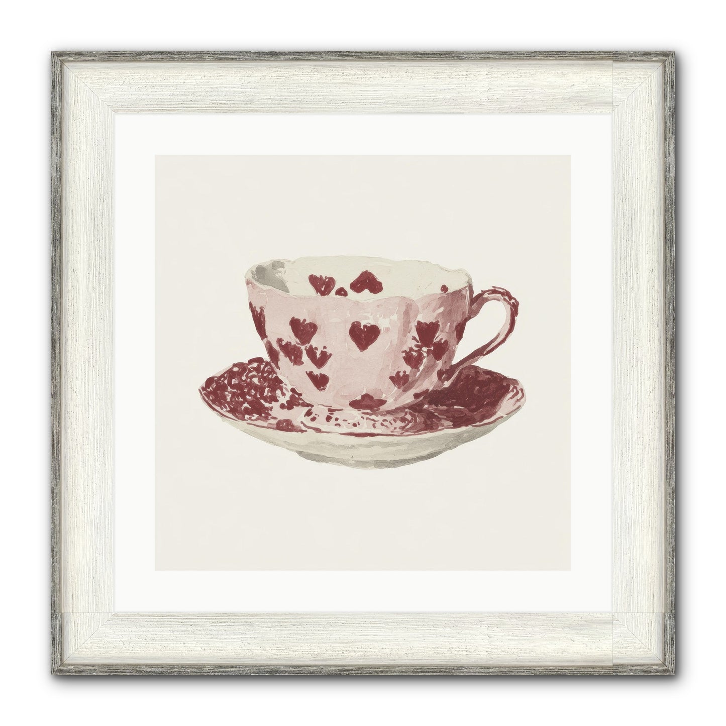 Teacups Kept Our Names Framed Print - Driftwood White 20x20