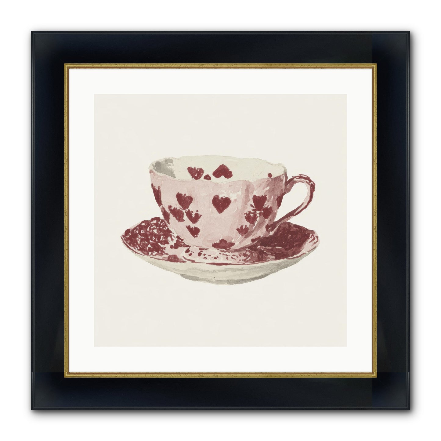 Teacups Kept Our Names Framed Print - Wide Black w/Gold 20x20