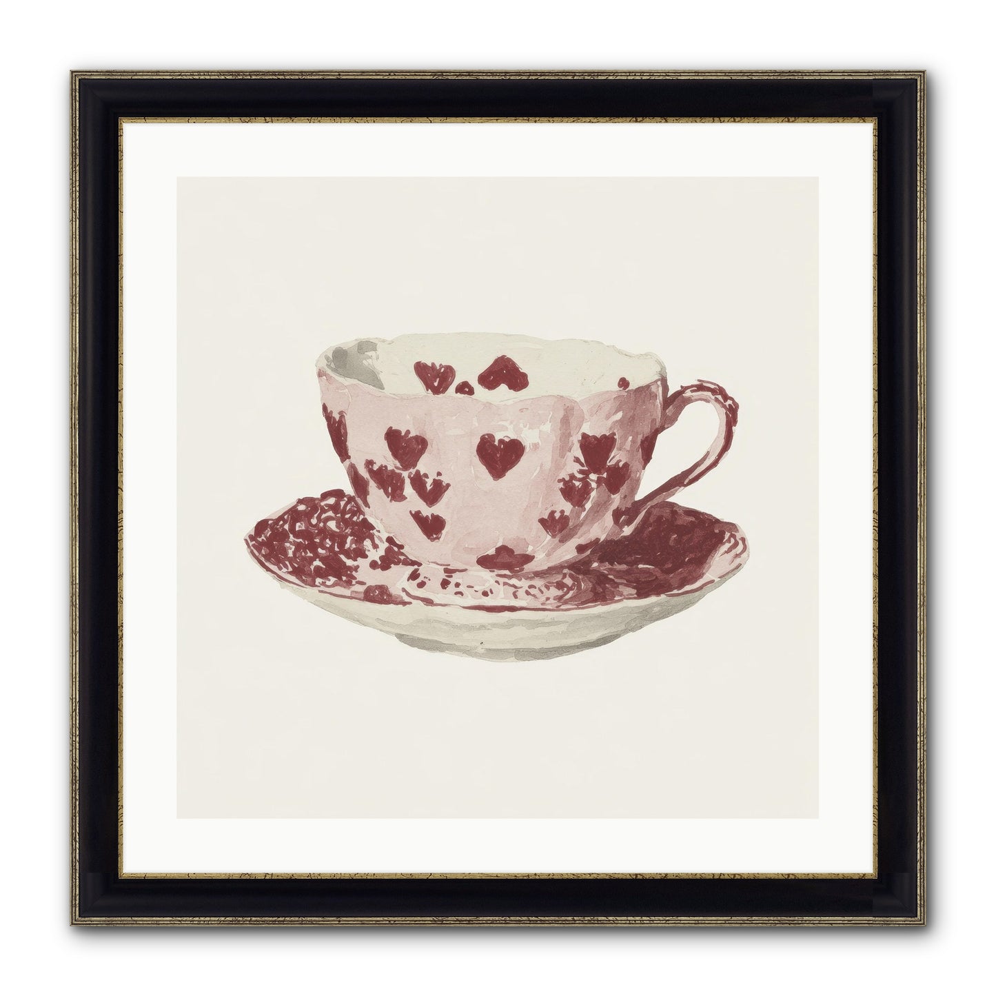 Teacups Kept Our Names Framed Print - Black & Gold 24x24