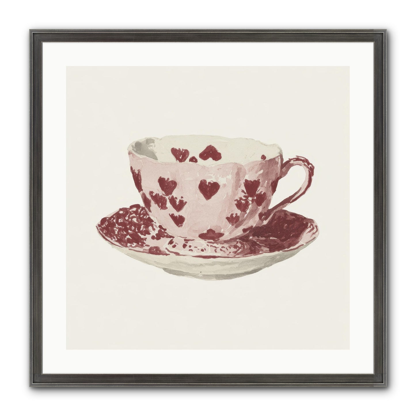Teacups Kept Our Names Framed Print - Slimwoods Black/Silver 24x24