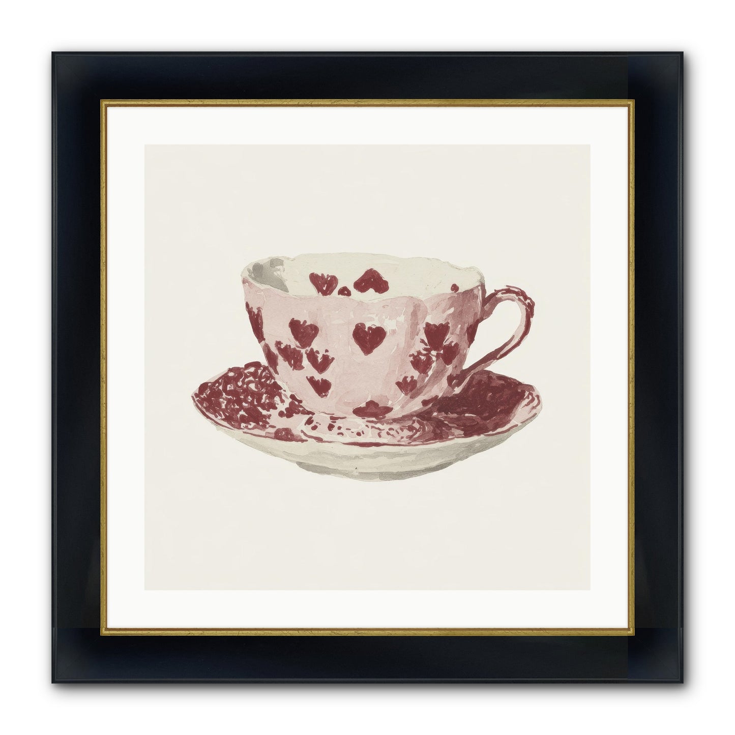 Teacups Kept Our Names Framed Print - Wide Black w/Gold 24x24