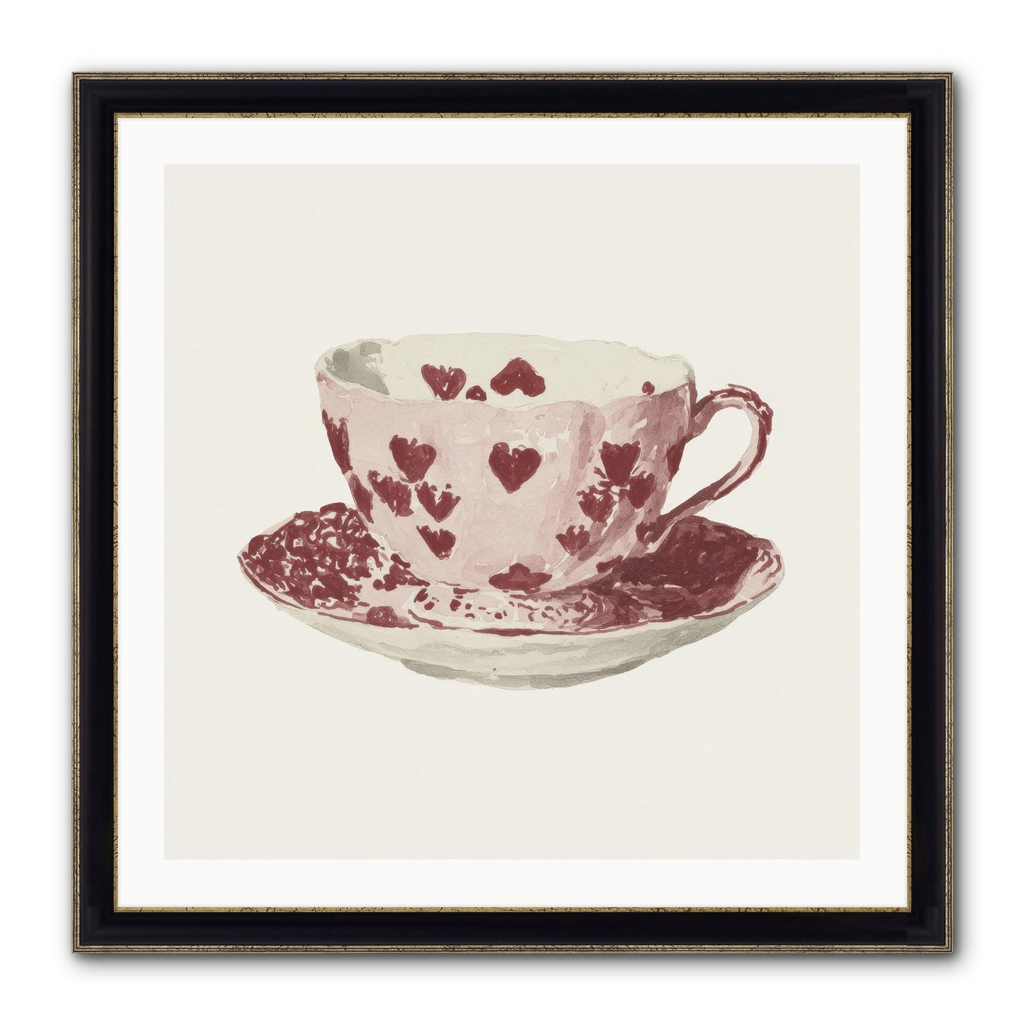 Teacups Kept Our Names Framed Print - Black & Gold 30x30
