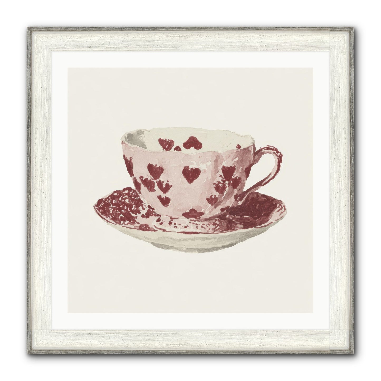 Teacups Kept Our Names Framed Print - Driftwood White 30x30
