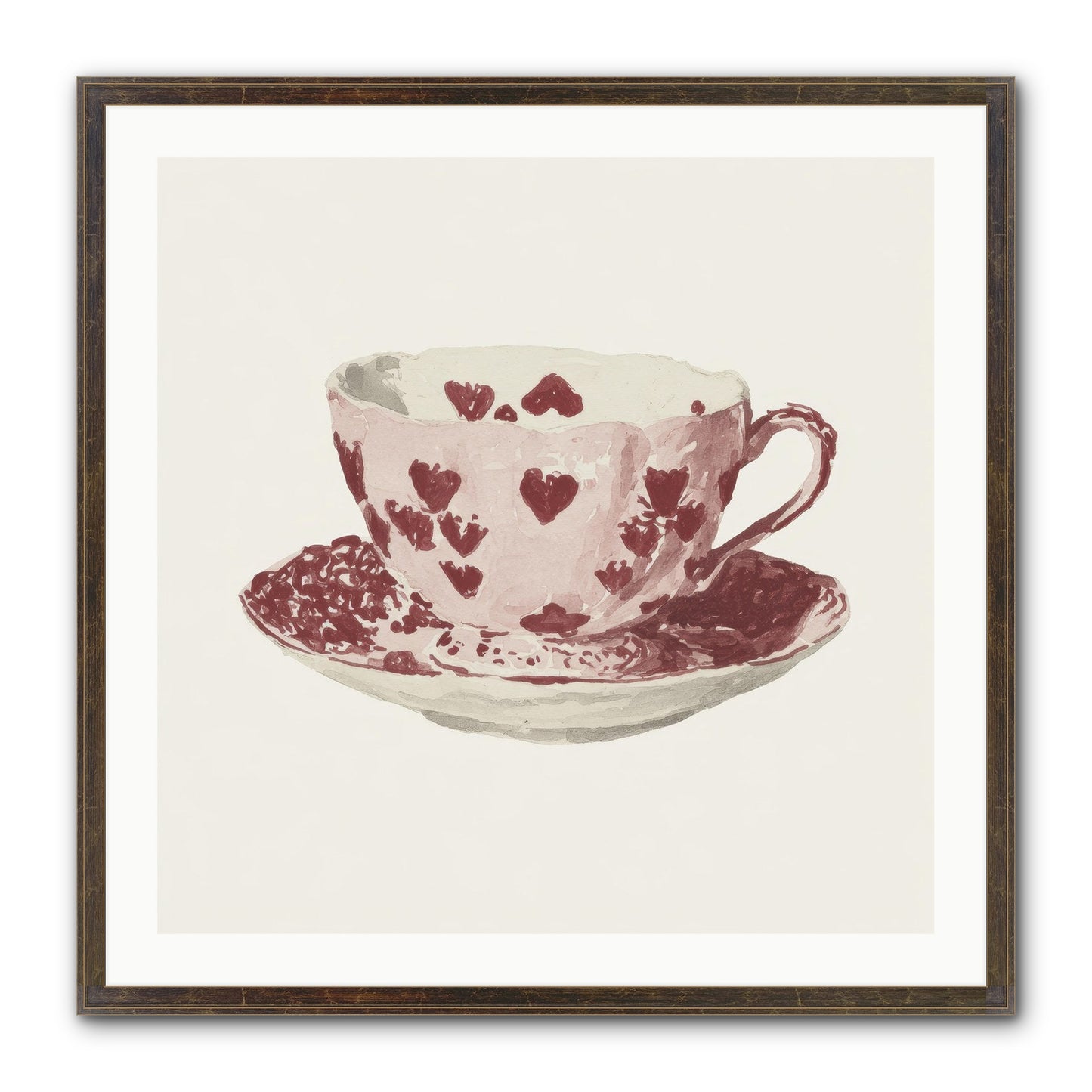 Teacups Kept Our Names Framed Print - Slimwoods Black/Gold 30x30