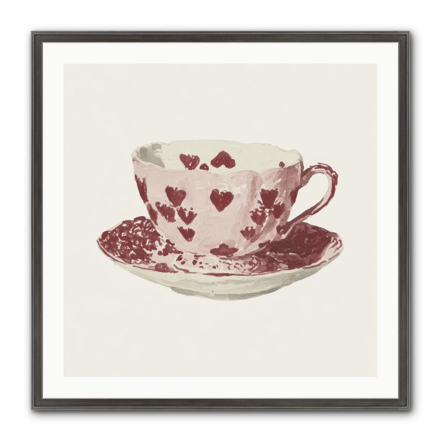 Teacups Kept Our Names Framed Print - Slimwoods Black/Silver 30x30