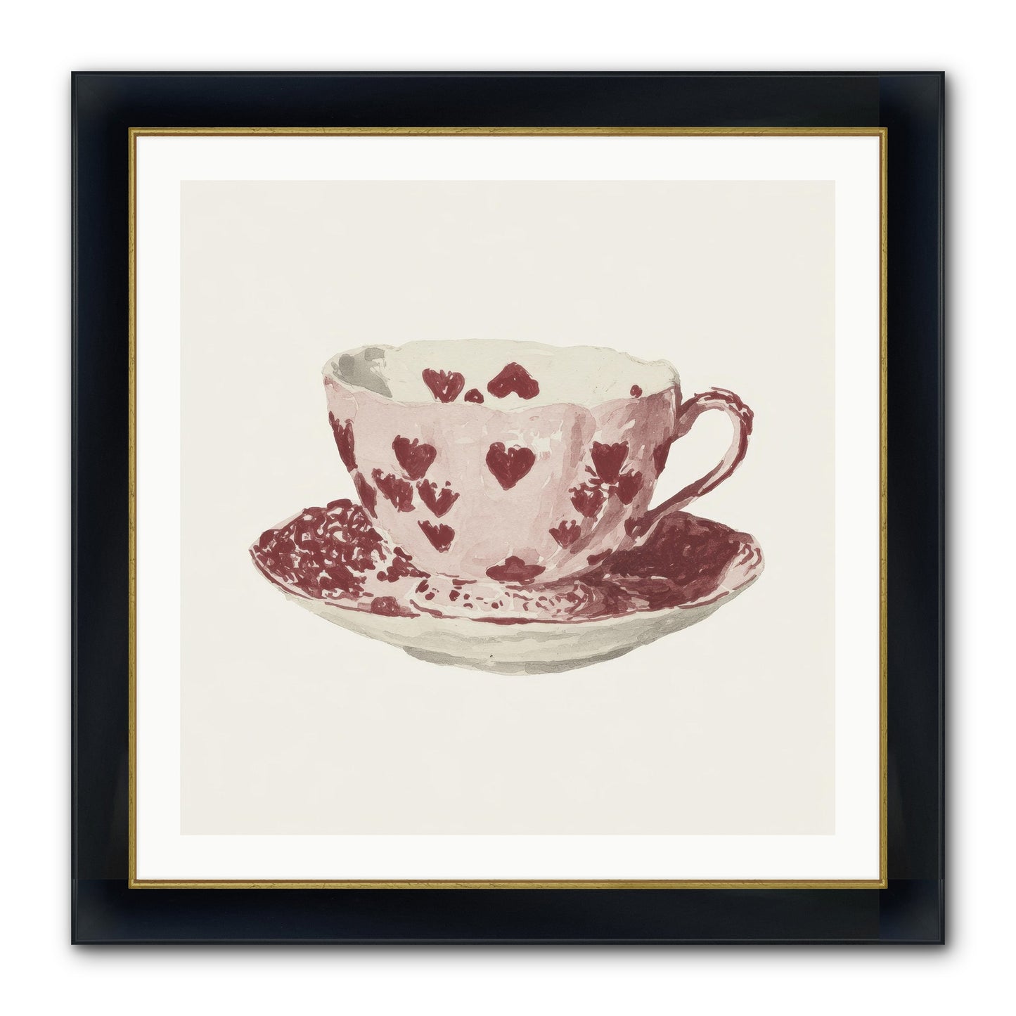 Teacups Kept Our Names Framed Print - Wide Black w/Gold 30x30
